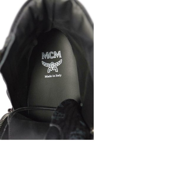 NIB MCM Women's Logo High Tops Combat Boots Shoes - Picture 9 of 10